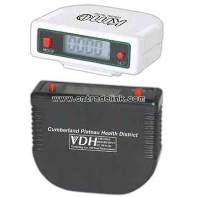 Digital LCD pedometer with clock and 12/24 hour clock feature