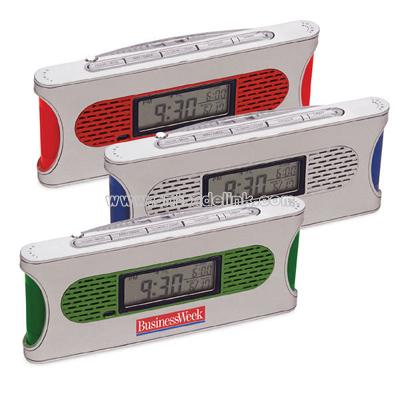 Digital desk AM/FM radio alarm clock with snooze function and calendar