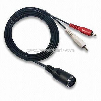 Din 5-pin jack to 2RCA plugs Cable