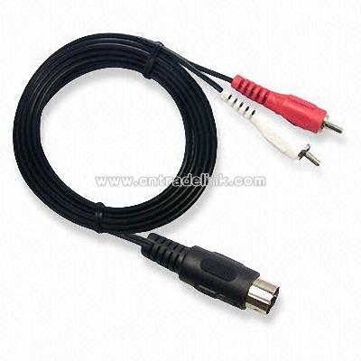 Din 5-pin plug to 2RCA plugs Cable