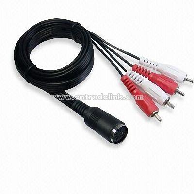 Din5-pin jack to 4RCA plugs Cable