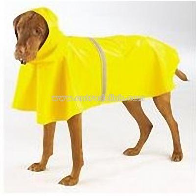 Dog Rain Coat - Yellow w/Reflective Stripe - Large (L)