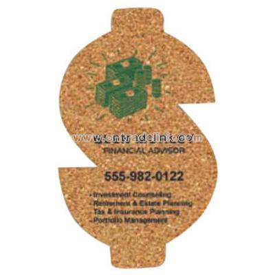 Dollar Sign natural cork coaster