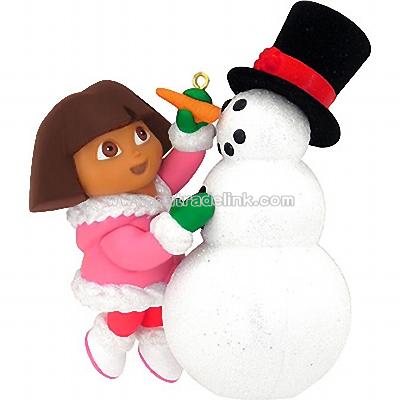 Dora With Snowman Ornament