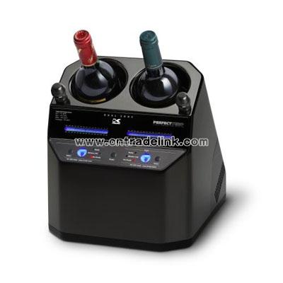 Dual-Zone Wine Cooler with Wireless Wine-Temperature Sensors