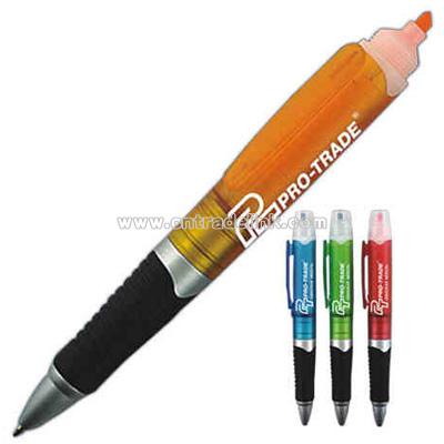 Dual translucent highlighter and pen combo with grip section