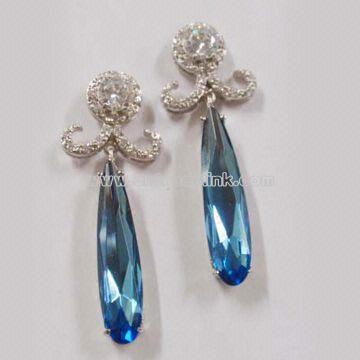 Earrings with Aquanmarine CZ