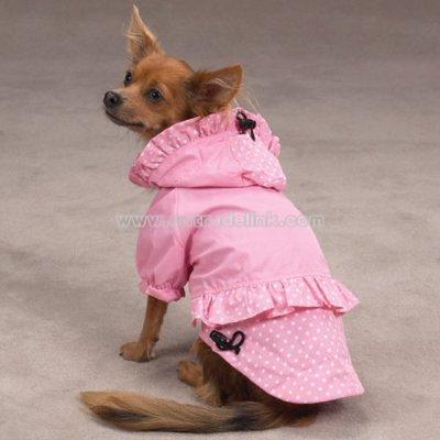 East Side Collection Polka Dots and Ruffles Medium Pink Raincoat