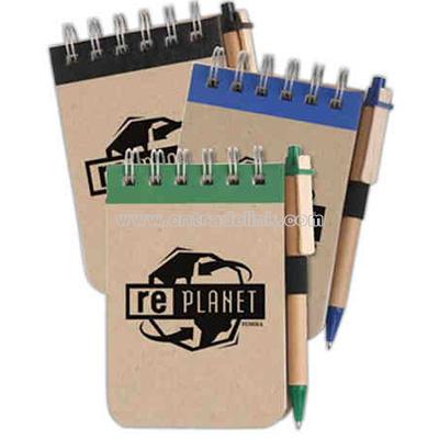 Eco - Notebook with recycled cardboard cover and pen