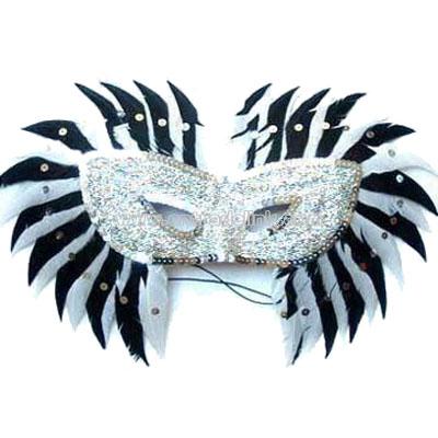 Elastic Band Feather Costume Mask