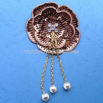 Embroidered Brooch with Bugles