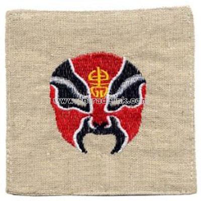 Embroidered Chinese Coasters - Opera Mask