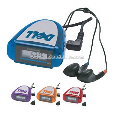 FM scanner pedometer with earbuds