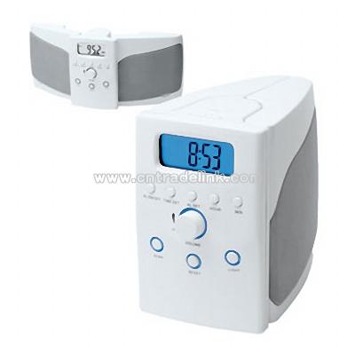 FOLDABLE SPEAKER SYSTEM WITH DIGITAL SCAN RADIO AND ALARM CLOCK
