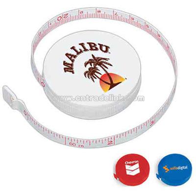 Fabric tape blade with centimeter and inch scales