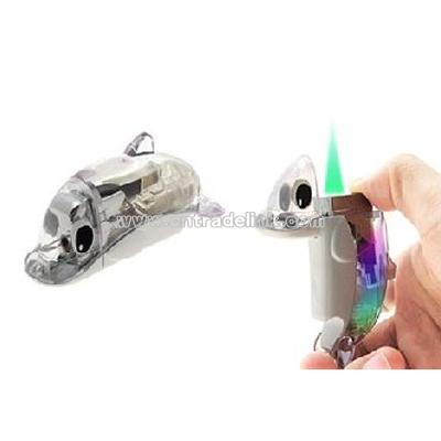 Fancy Dolphin Cigarette Gas LED Lighter - Clear White