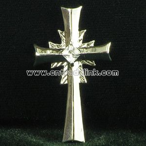 Fashion Bronze Cross Pendant with CZ Crystal