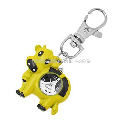 Fashion Jewelry Key Chain Ox Quartz Clock Watch - Yellow