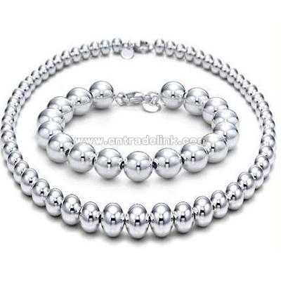 Fashion Sterling Silver Solid Bead Jewelry Set