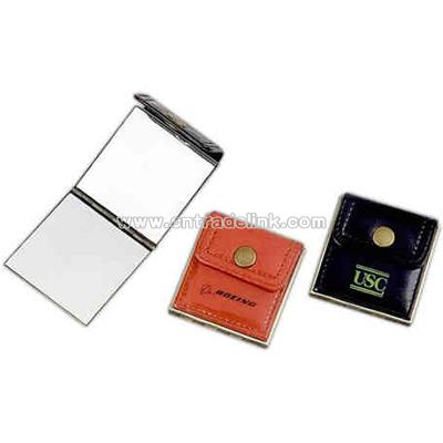 Fashion compact brass mirror with shiny patent outer cover