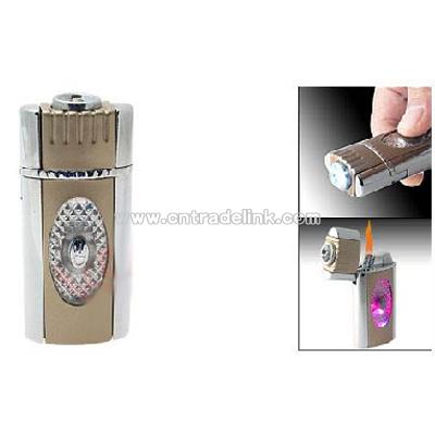Fashion illuming Flashing Light Refillable Cigarette Lighter Silver And Brown