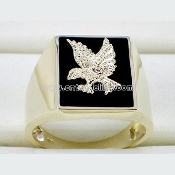 Fine Gold Jewelry-10k Gold Black Agate Ring