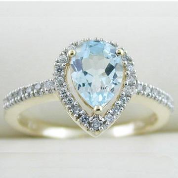 Fine Gold Jewelry-10k Gold Blue Corundum Ring