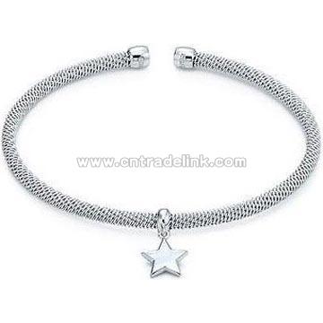 Fine Women's Silver Charm Cuff Bracelet