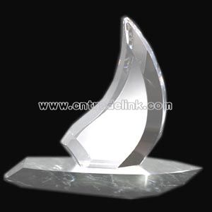 Fine lead crystal sailboat award