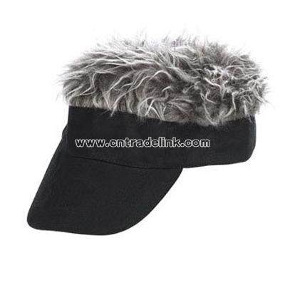 Flair Hair Black Visor with Gray Hair