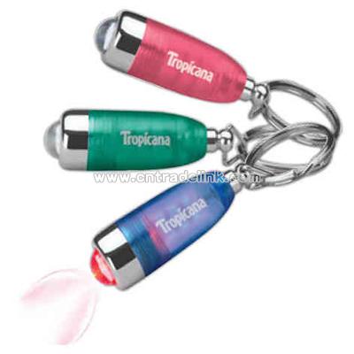Flashlight keylight with chrome key ring and tip
