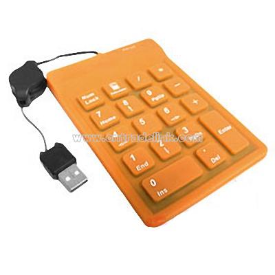 Flexible Orange USB Silicone Waterproof Number Keyboard for Windows Vista PC