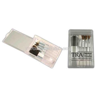 Flip open cosmetic brush set