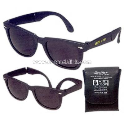 Fold up style sunglasses with pouch