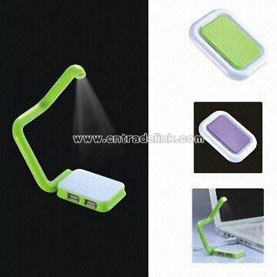 Foldable Four-port USB Hub with One Bright LED is Convenient for Reading at Dark