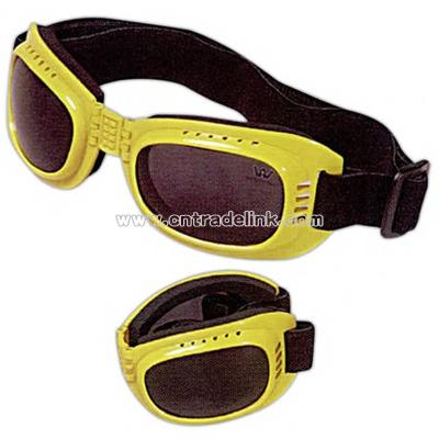 Foldable frames with shock absorbent guard on inner frame goggles