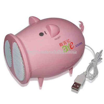 Foldable pig shaped USB mini speaker with built-in FM radio