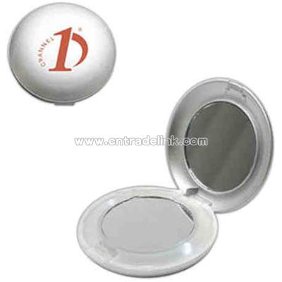 Folding compact lighted mirror with LED lights