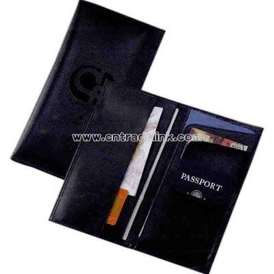 Folding leatherette passport wallet