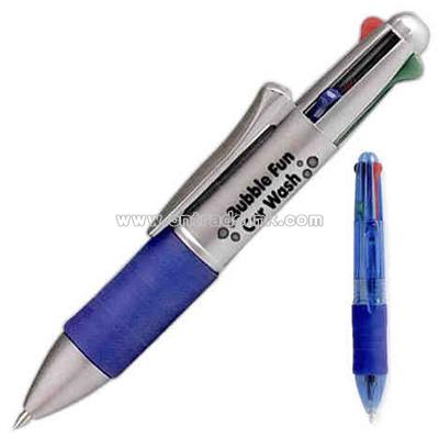 Four color pen with rubber grip for writing comfort