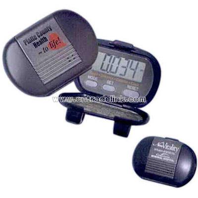 Four function pedometer with giant and read LCD