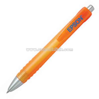 Frosted orange barrel click action pen