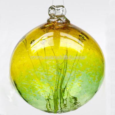 GOLD & GREEN WITCH BALL Window Ornament