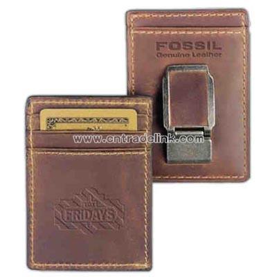 Genuine leather front pocket wallet with 2 credit card slots and sturdy money clip
