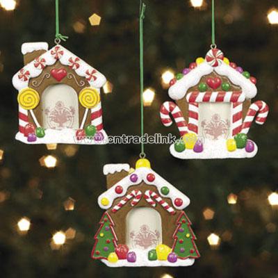 Gingerbread House Photo Frame Ornaments