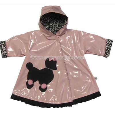 Girls Pink Poodle Raincoat