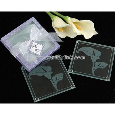 Glass Calla lily Coaster Set