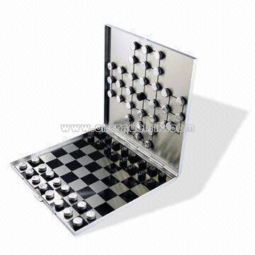 Glass Chess Set with Aluminum Base