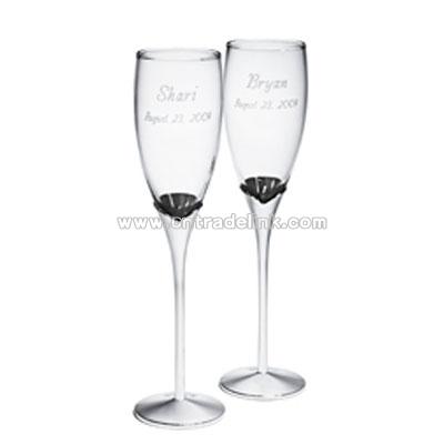 Glass Flutes with Nickel Plated Stems