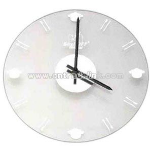 Glass clock with black hands